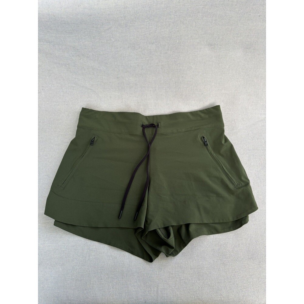 ATHLETA Hudson Board Travel Olive Green Athletic Shorts Sz 4, 2inch